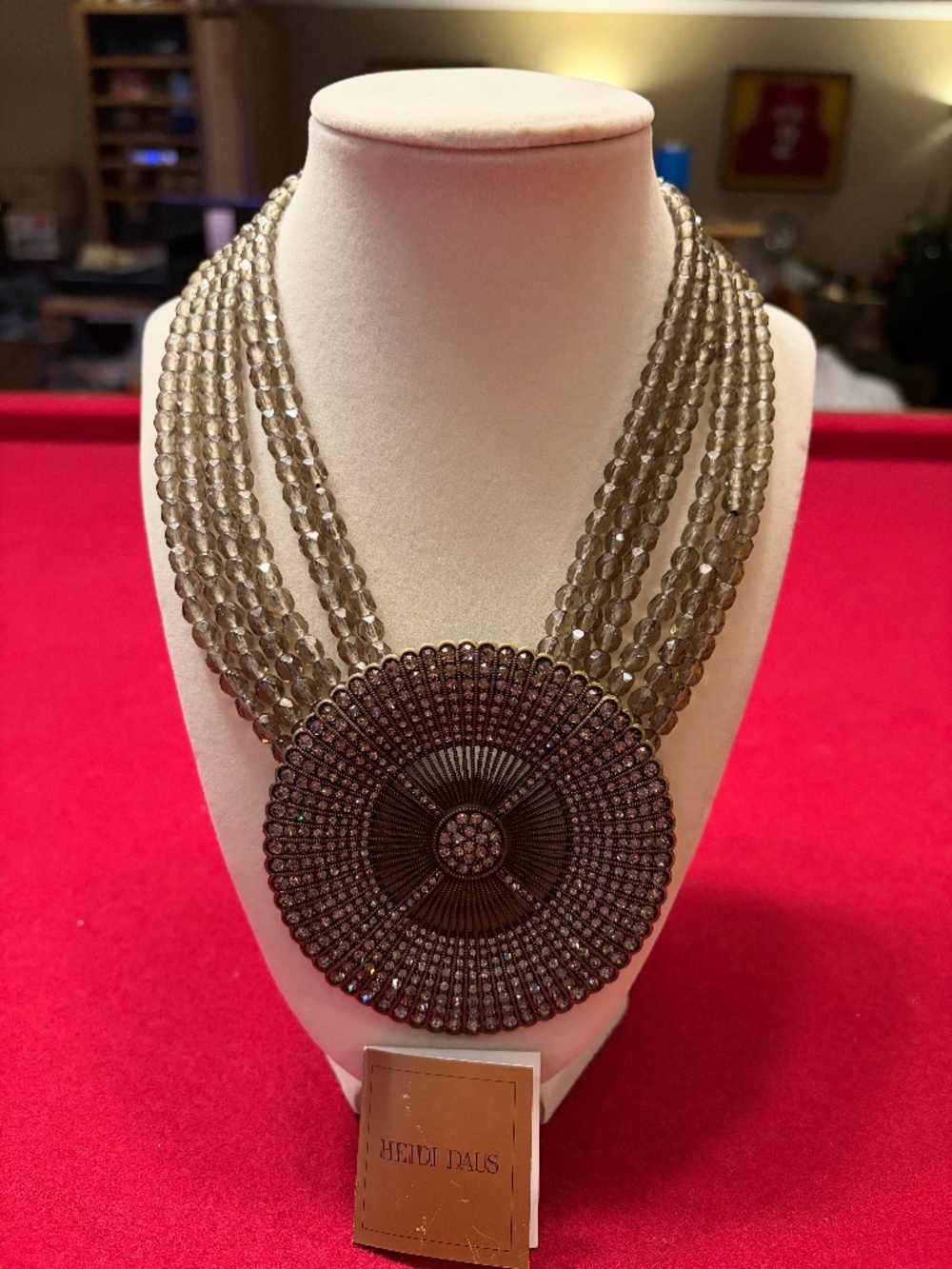 Heidi Daus Smoky Crystal Multi-Strand Statement Necklace Like New